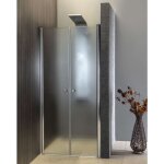 Aqualine - cabines de douche - porte de douche pilot, en deux parties 80 cm, aluminium brillant / verre ... Aqualine - cabines de douche - porte de douche pilot, en deux parties 80 cm, aluminium brillant / verre ...