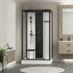 Aurlane - cabine de douche rectangle 115x90x218 cm - fonction hammam, jets hydromassants, led et bluetooth ...