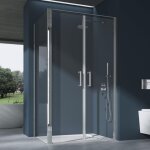 Cabine de douche rectangulaire 80x90x195cm montage réversible paroi de douche porte pivotante en verre ... Cabine de douche rectangulaire 80x90x195cm montage réversible paroi de douche porte pivotante en verre ...