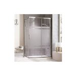 Cabine de douche rectangulaire avec un ct fixe et une porte coulissante frontale et un panneau fixe. ...