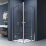 Cabine de douche transparent en angle montage rversible 80x90 paroi de douche ravenna01k - plus pare ...
