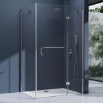 Cabine de douche transparent en angle montage r�versible 90x90cm paroi de douche avec receveur de douche ...