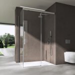 Cabine de douche transparent en angle avec amortisseur cabine de douche avec porte coulissante verre ...
