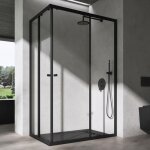 Cabine de douche transparent en angle paroi de douche avec portes coulissantes profil� noir ravenna16k ...
