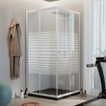 Idralite - cabine paroi de douche angulaire blanche h 185 verre s�rigraphi� mod. blanc 70x90 cm rectangulaire ...