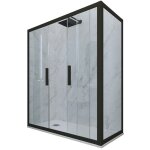 Forte - cabine parois douche coulissante 70x140 noir matt glam duo