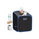 Goplus cabine de sauna pliable 2l 1000w, sauna � vapeur portable � domicile avec chaise pliante, 9 niveaux ...