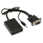 Cble adaptateur convertisseur vga mle vers hdmi femelle sortie 1080 p hd + audio tv av hdtv