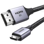 C�ble adaptateur mini hdmi vers hdmi 8k, 2 m, gris