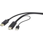 Cble adaptateur renkforce displayport / hdmi fiche mle displayport, fiche mle hdmi - a 2. 00 m noir ...