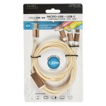 Cable de charge type c iphone micro usb 3en1 ht1980 pour smartphone