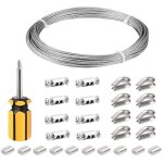 Cable inox 3mm, 20m / 3mm corde en acier inoxydable, cable en acier rev�tu avec serre - c�bles, m3 manchons, ...