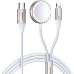 C�ble lightning 2en1 pour iphone et chargeur inductif pour apple watch usb - c 1, 5m blanc