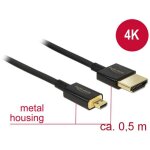 C�ble de raccordement delock hdmi fiche m�le hdmi - a, fiche m�le hdmi - micro - d 0. 50 m noir 84788 ...
