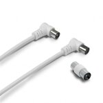 C�ble tv coaxial 9, 52 mm coud� m�le / fem. + adaptateur 9, 52 mm 5 m