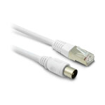 Metronic - câble tv coaxial et ethernet mâle / mâle rj45 - 2 m - blanc Metronic - câble tv coaxial et ethernet mâle / mâle rj45 - 2 m - blanc