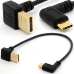 C�ble usb 2. 0 vers type c coud� � 90 degr�s (droite / gauche) m�le plaqu� or, rallonge usb c pour transfert ...