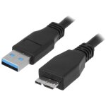 Cable usb 3. 0 usb a male usb b micro prise male 3m - noir