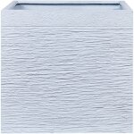 Cache - pot blanc cube en m�lange de fibres 50 x 50 x 48 cm pot de fleurs effet pierre de design moderne ...