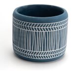 Cache pot bleu � lignes grand mod�le - amadeus