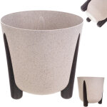 Cache - pot avec insert int�rieur, pot de fleurs rond en plastique pour l'int�rieur et l'ext�rieur (blanc, ...