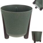 Cache - pot avec insert int�rieur, pot de fleurs rond en plastique pour l'int�rieur et l'ext�rieur (vert, ...