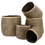 Cache pot jonc de mer teint pot de 35cm. naturel. marque : aubry gaspard rf. : jcp412s - naturel