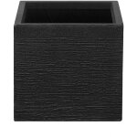 Cache - pot noir cube en m�lange de fibres 30 x 30 x 28 cm pot de fleurs effet pierre de design moderne ...