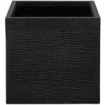 Cache - pot noir cube en m�lange de fibres 40 x 40 x 38 cm pot de fleurs effet pierre de design moderne ...