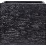 Cache - pot noir cube en mlange de fibres 50 x 50 x 48 cm pot de fleurs effet pierre de design moderne ...