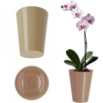 Cache - pot pour orchid�es support de fleurs en plastique 13 cm beige - kadax