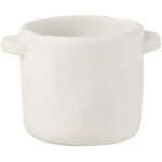 Cache - pot en poterie effet ciment blanc d14h12cm
