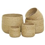 Cache - pots ronds en jonc (lot de 5) Cache - pots ronds en jonc (lot de 5)