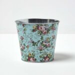 Cache - pot en zinc � motif roses - homescapes
