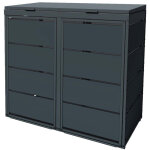 Cache poubelle ext�rieur double en acier galvanis� - abri poubelle pour 2 conteneurs 240 litres - anthracite ...