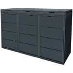 Cache poubelle ext�rieur triple en acier galvanis� - abri poubelle pour 3 conteneurs 240 litres - anthracite ...