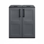 Cache poubelles de tri selectif 2 sacs meuble mi - hauteur dim 68 x 37 x 84cm 2 anneaux de support de ...