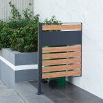 [en. casa] - cache - poubelle uusikaupunki acier galvanis 120 x 83 x 11 cm anthracite effet bois