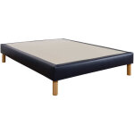 Cache - sommier intgral simili cuir bleu marine 90x190