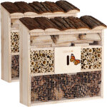 2x htel  insectes en bois naturel 30, 5x31 cm cabane maisonette nichoir  abeilles hivernage pollinisation ...