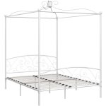 Cadre de lit  baldaquin blanc 160x200 cm mtal vidaxl