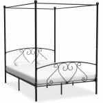Vidaxl - lit de canope en mtal noir de diffrentes tailles dcorations latrales taille : 160x200 cm ...
