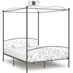 Cadre de lit � baldaquin sans matelas gris m�tal 160x200 cm vidaxl