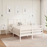 Cadre de lit blanc bois massif 120x190 cm petit double Cadre de lit blanc bois massif 120x190 cm petit double