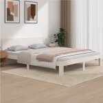 Cadre de lit blanc bois de pin massif 160x200 cm Cadre de lit blanc bois de pin massif 160x200 cm