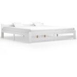 Cadre de lit blanc bois de pin massif 200x200 cm