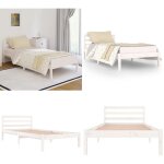 Cadre de lit sans matelas bois de pin massif 90x200 cm blanc - cadre de lit - lit en bois - lit double ... Cadre de lit sans matelas bois de pin massif 90x200 cm blanc - cadre de lit - lit en bois - lit double ...