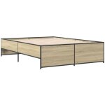 Cadre de lit chne sonoma 140x190 cm bois d'ingnierie et mtal
