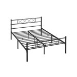 Yaheetech ? lit en m�tal double 140x200 cm noir ? structure robuste avec lattes ? charge maximale 272 ...