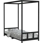Cadre de lit pour enfants noir 90x200 cm bois de pin massif